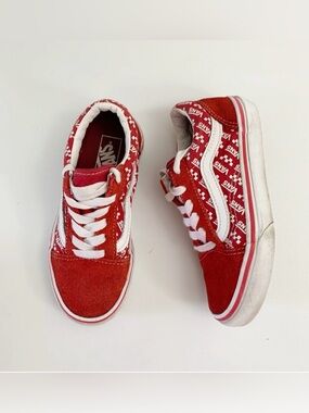 ▪️Vans Old Skool Unisex "Vans Logo" Red Kids Sneakers ~ 13